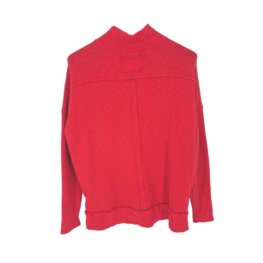 Free People We The Free Casey Tunic Top Ribbed Mock Neck Raw Hem XS Orange - Picture 2 of 8